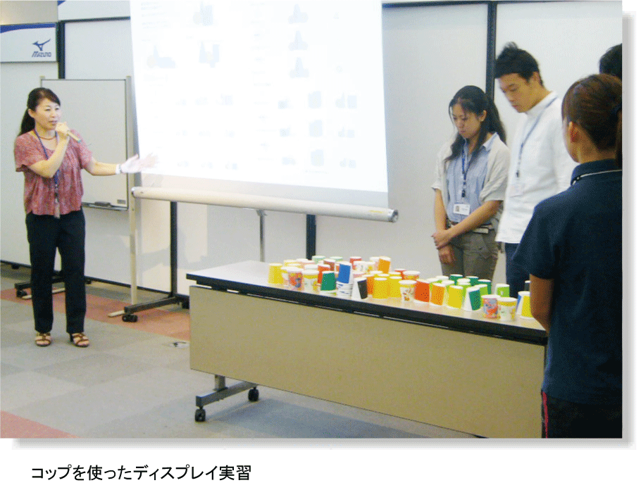 コップを使ったディスプレイ実習